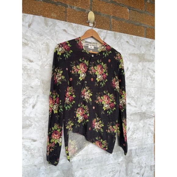 Comme des Garçons floral print asymmetrical cardigan size medium - Picture 3 of 13